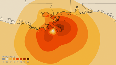 Windgeschwindigkeiten von Hurrikan Isaac beim Auftreffen auf Land (in Meilen pro Stunde) 