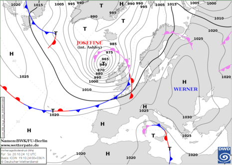 Wetterkarte vom 20.10.2024 (Quelle: DWD) (Quelle DWD)