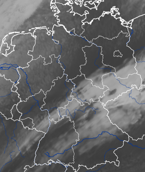 Abbildung 2.: ICON-D2 syntehtisches Satellitenbild für Montag 21.10.2024 20 Uhr (Quelle DWD)