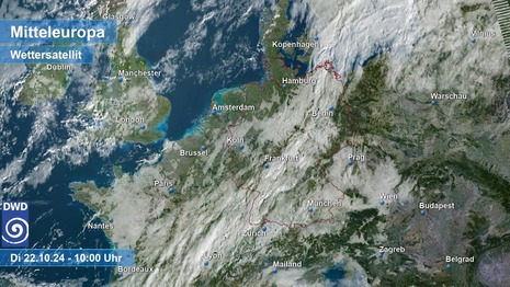 Satellitenbild Mitteleuropa vom 22.10.2024, 10 Uhr MESZ (Quelle Deutscher Wetterdienst)