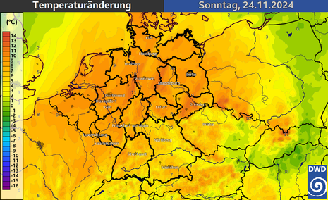 Differenz der Höchsttemperaturen