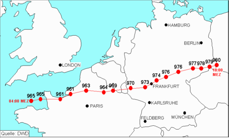 Zugbahn des Orkanes 