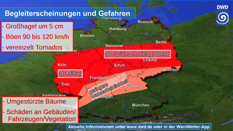 Gewitter- und Schadenspotenzial am Dienstag, den 18.06.2024 bis in die Nacht zum Mittwoch, den 19.06.2024 (Quelle Deutscher Wetterdienst)