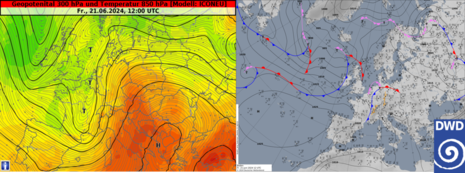 Freitag, den 21.06.2024 um 12 UTC (Quelle DWD)