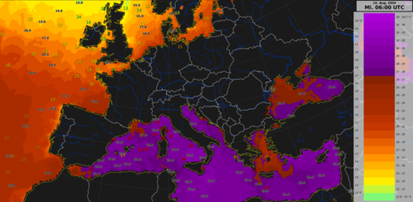 Wassertemperaturen der europäischen Küstenregionen