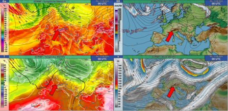 Diese Grafik zeigt die Vorhersage der Großwetterlage am Montag, den 12.08.2024 um 00 UTC. Quelle: DWD