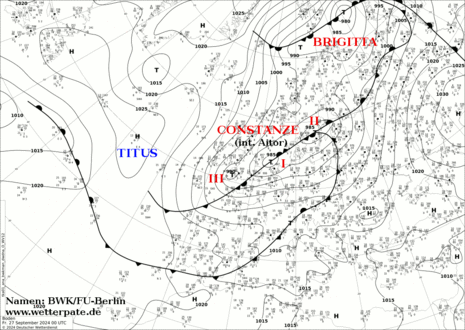 Bodenanalyse vom 27. September 2024 00 UTC (Quelle Deutscher Wetterdienst)