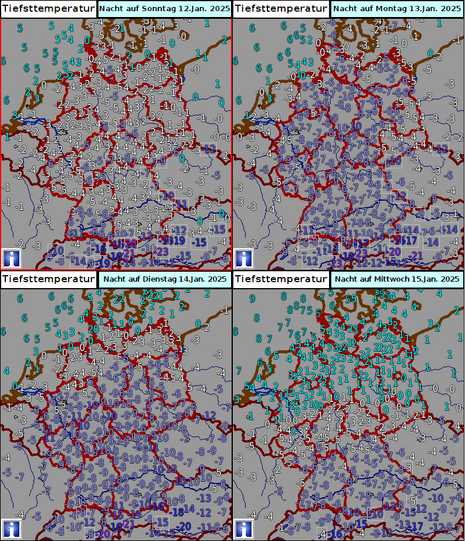 Vorhersage der Tiefsttemperatur (Quelle Deutscher Wetterdienst)