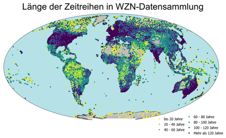 Länge der Zeitreihen in der WZN-Datensammlung (Quelle DWD)