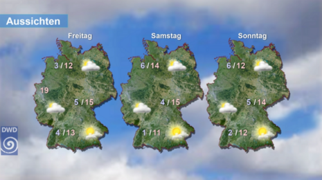 Wetter- und Temperaturvorhersage für Freitag, den 21.02. bis Sonntag, den 23.02.2025