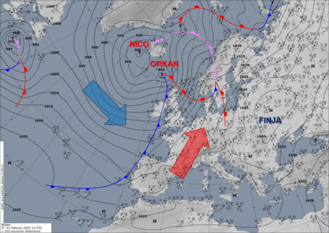 Analysekarte der aktuellen Großwetterlage