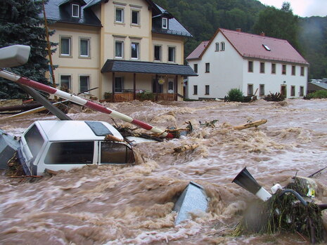 Müglitz in Schlottwitz am 13. August 2002