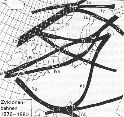 Zugstraßen von Tiefdruckgebieten