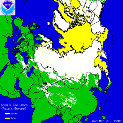 Schneebedeckung Asien/Europa